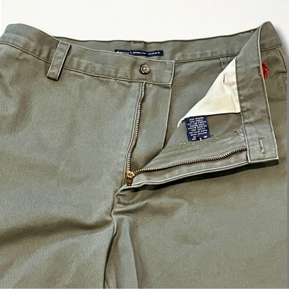 Vintage 1990s 90s Ralph Lauren Sport Cotton High-Waisted Chino Short Olive Green - Picture 6 of 12